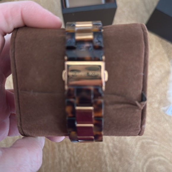 Gold/Tortoise Michael Kors Watch with diamond accents